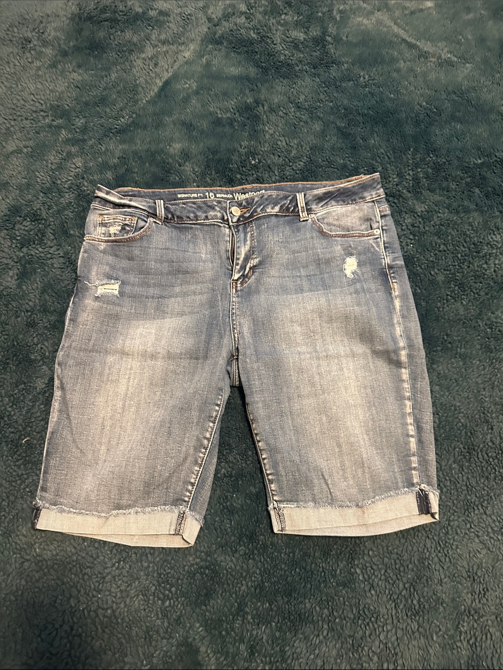 Westbound Women's Faded Light Blue Denim Bermuda Shorts